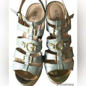 Vintage Wedge G by Guess Woman's Strappy Sexy Open Toe Gently Used Sandal 7.5
